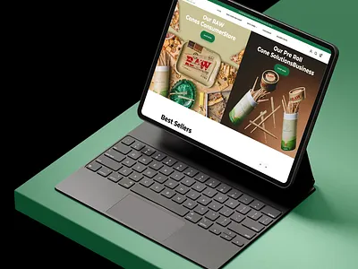 RAW Paper Webpage branding cannabis cannabis paper catalog clean company design green blazer landing page logo modern paper pre roll raw cones raw paper typography uiux webflow