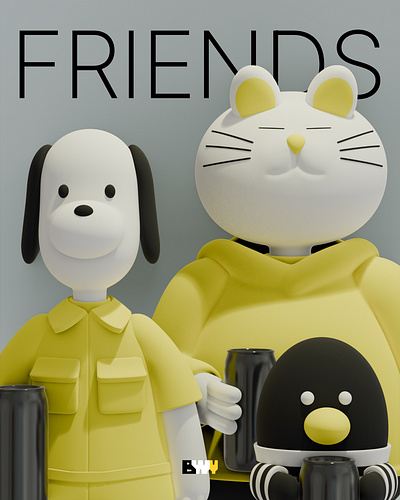 FRIENDS affinity art figure blender character commission designer toy friends modeling