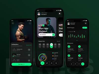 Fitness Mobile App app design app interfaces branding daily progress exercise app figma fintess app fitness gym app health mobile app mobile app design mobile ui design pixelean product design track progress ui ux design workout tracker yoga