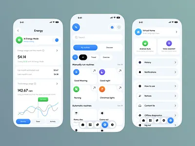 Smart Home Mobile App Routine Automation ai app design automations control home controls electronics home monitoring lamp mobile app mobile ui routine security smart device smart home smart home app technology ui ux virtual home