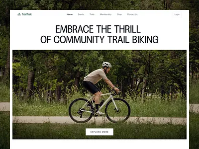 TrailTrek - Trail Bike Community Landing Page adventurebranding cleandesign communitydesign landingpage minimalinterface outdooradventure trailbiking uxuidesign web design