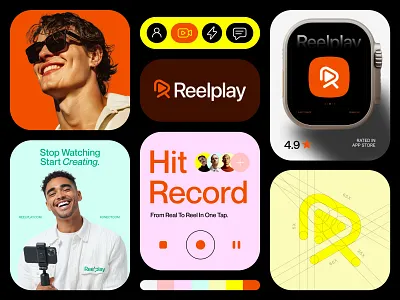 Reelplay™ - Logo & Branding for Short Form Reel Video Platform brand book brand guidelines brand identity brand style guide branding branding kit creative logo design logo logo trends modern logo multimedia music play button reel branding reel logo short video shorts showreel video