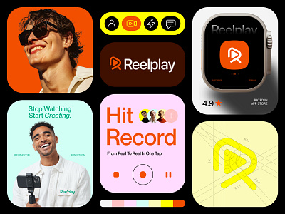 Reelplay™ - Logo & Branding for Short Form Reel Video Platform brand book brand guidelines brand identity brand style guide branding branding kit creative logo design logo logo trends modern logo multimedia music play button reel branding reel logo short video shorts showreel video
