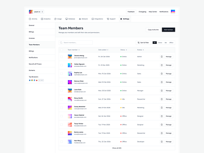 Team Management app design app ui list member product design table team ui ui design ui ux ux ux design ux ui