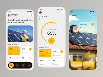 Solar Mobile App – Smart Energy Monitoring & Management app appdesign cleanenergy eco friendly energy energyapp greentech ios management mobile app mobileappdesign monitoring panel renewableenergy smarthome solar solarapp solarpower sustainability uiux