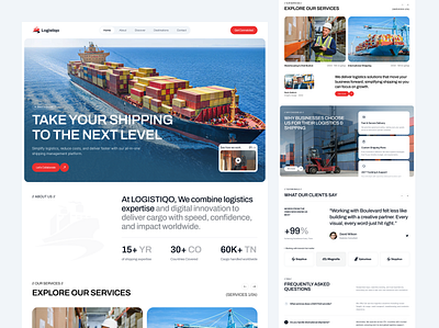 Shipping Logistics Website Design design figma template figma uiux landing page landing page design landingpagedesign logistics website modern landing page modernui oripio responsivedesign sajib design sajibur design shipping company shippinglogistics ui web design website design