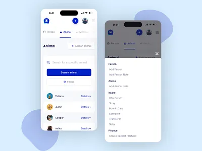 PetLoyalty ▪︎ Mobile ▪︎ Animal menu aesthetic