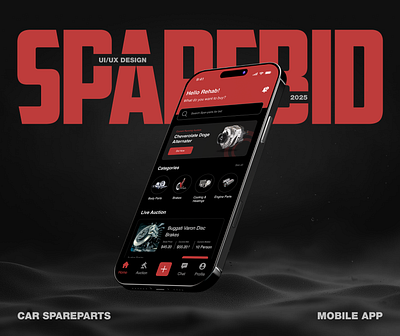 SPAREBID Auto Parts | UIUX appdesign automotiveapp autoparts autostore car accessories carapp carparts carui cleanui darkui figma design marketplaceapp mechanic minimaldesign modernui motorsapp productdesign spareparts uidesign uiuxdesign