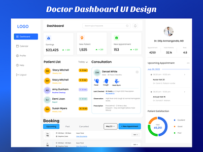 Doctor Dashboard UI Design admin panel appointment tracker clean interface clinic dashboard data visualization doctor dashboard figma design health management healthcare analytics healthcare app hospital system medical dashboard medical platform medical ui modern dashboard patient management patient records responsive design telemedicine ui ux design