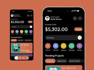 Charity & Donation App Concept app design charity charity app charity mobile app donation donations app fundraising fundraising app ios app mobile app mobile app design mobile interface mobile ui popular uiux volunteer app welfare welfare app