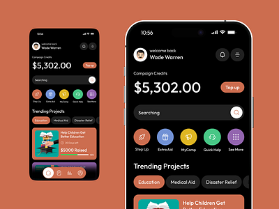 Charity & Donation App Concept app design charity charity app charity mobile app donation donations app fundraising fundraising app ios app mobile app mobile app design mobile interface mobile ui popular uiux volunteer app welfare welfare app