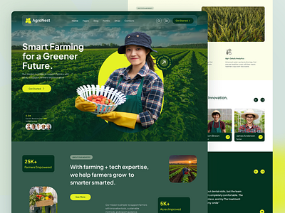 AgroNest | Agriculture Website | Smart UI/UX Design agriculture template agriculture website app design clean layout farming website graphic design landing page design modern design pixxen website template