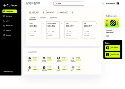 Carlson Bank Dashboard bankcard banking branding dashboard digitalbank digitaldesign ui webdesign