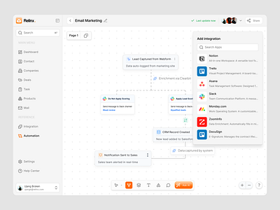 Relinx - CRM Dashboard (Automation Page) ai automation crm dashboard design inspo landing page saas ui ui design web design