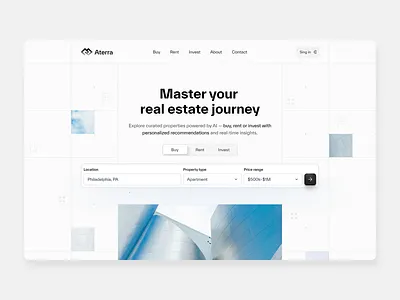 Aterra real estate website design hero landing light ui ux website