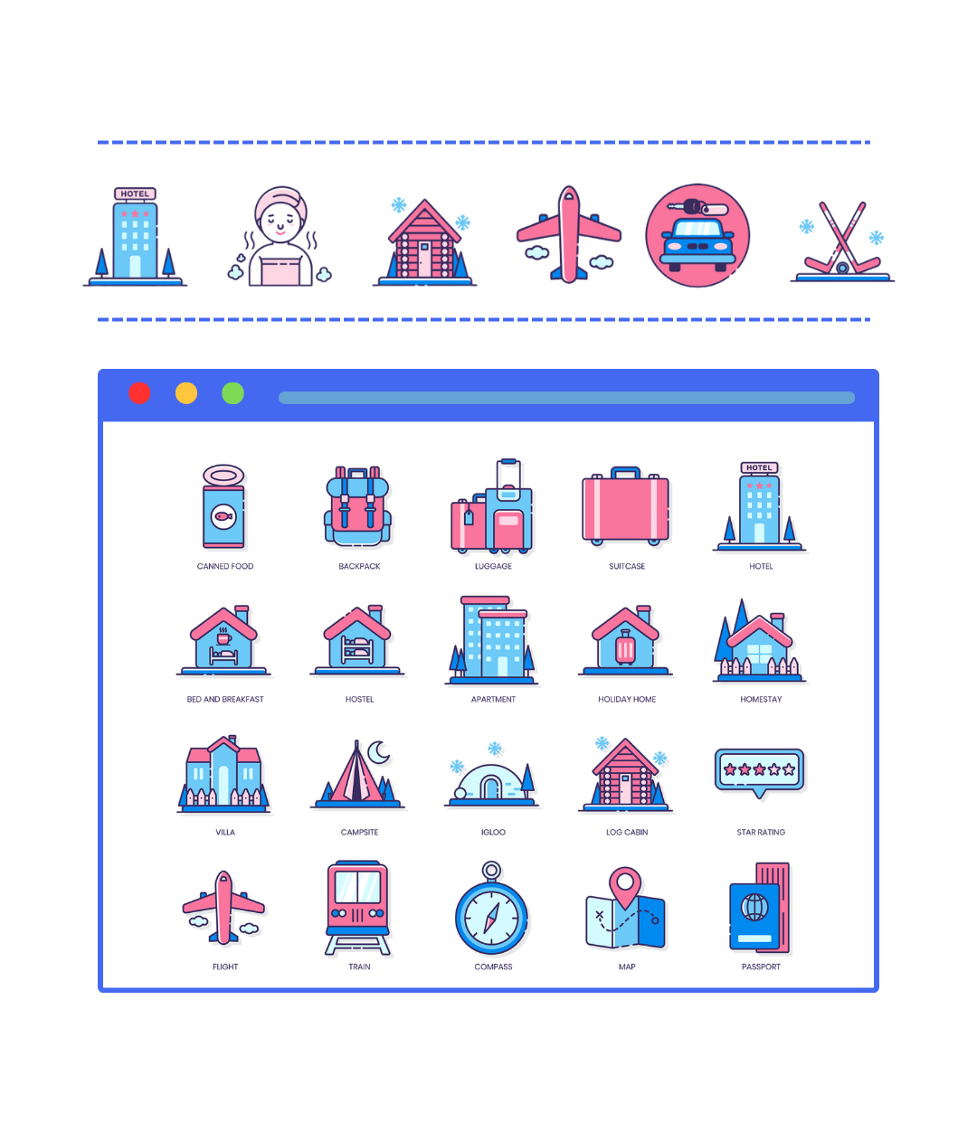 Winter Travel Icons branding design graphic design icon icons illustration ui vector