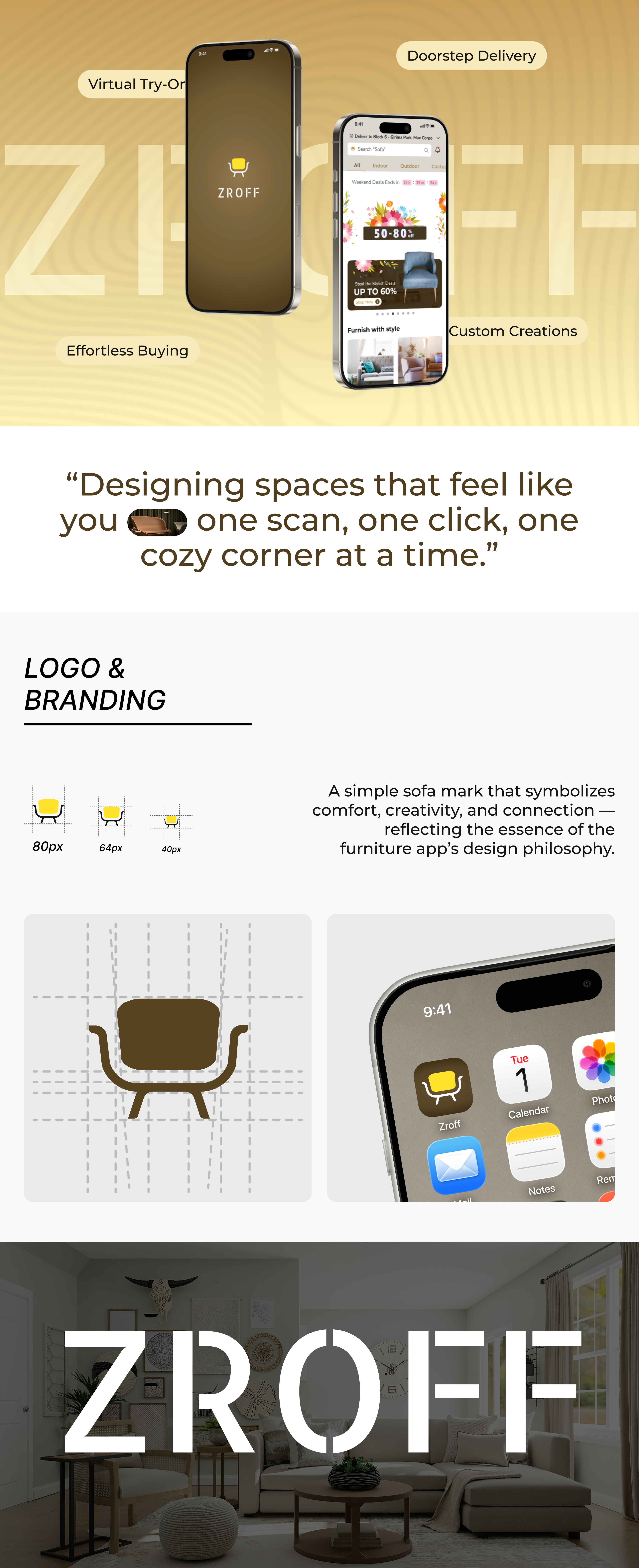ZROFF - Smart Furniture Buying App app design branding furniture app furniture ui graphic design mobile app mobile design ui ui design ui ux design