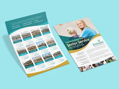 Enlivant EAP Flyer Design branding brochure card caring clean creative design flyer leaflet listing modern print professional property senior service wavy
