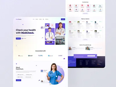 MediCheck- Online hospital website UI branding design hospital medical modern online hospital portfolio ui userexperience userinterface ux web template