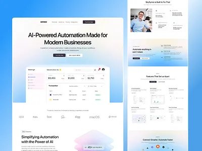 AI Business Automation Website Design ai automation ai automation website aiwebsite automation automationplatform business automation businessautomation figma website saasdesign techstartup ui designer ui interface design ux designer workflowautomation