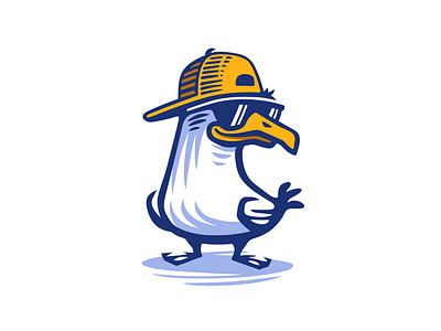 Cool Seagull logo animal bird brand branding cap cartoon for sale glasses illustration logo mark mascot nagual design seagull