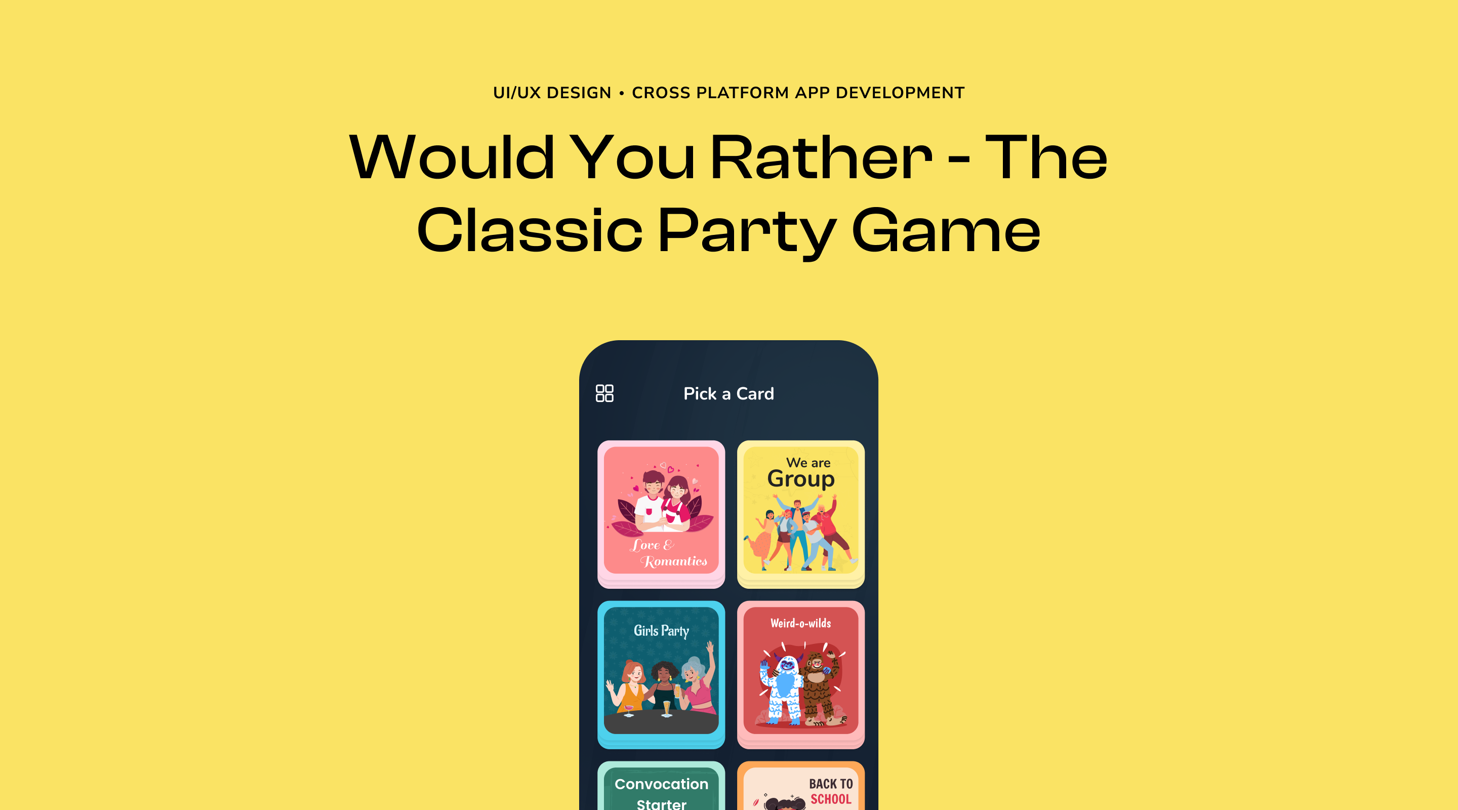 Would You Rather – Classic Party Game. appdevelopment appuplabs gamedesign partygame productdesign ui uiux ux