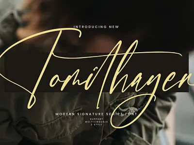 Tomithayen - A Modern Signature Script Font beauty bold calligraphy chic fashion femine font handwritten lettering logo luxury masculine modern monoline retro script signature style thin typeface