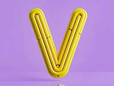 3D Letter V – Geometric Precision 3d typography alphabet series clean aesthetic creative experiment digital art geometric design material typography