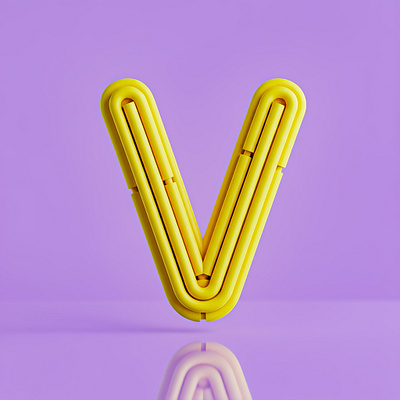 3D Letter V – Geometric Precision 3d typography alphabet series clean aesthetic creative experiment digital art geometric design material typography