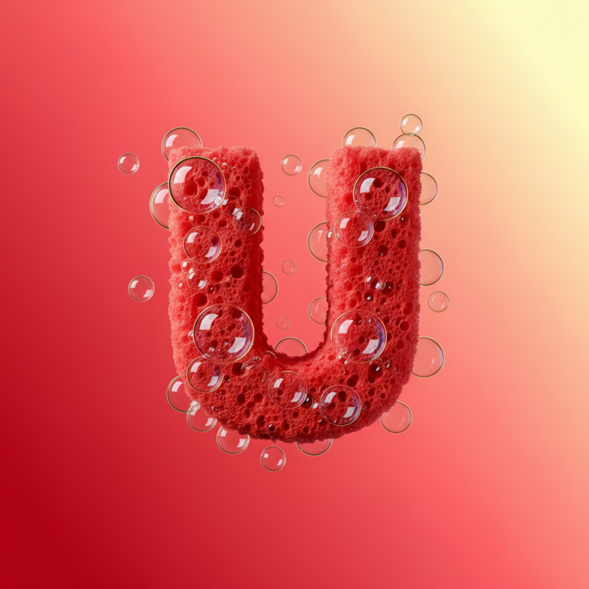 Example of 3D Letter U – Bubbles & Texture Play