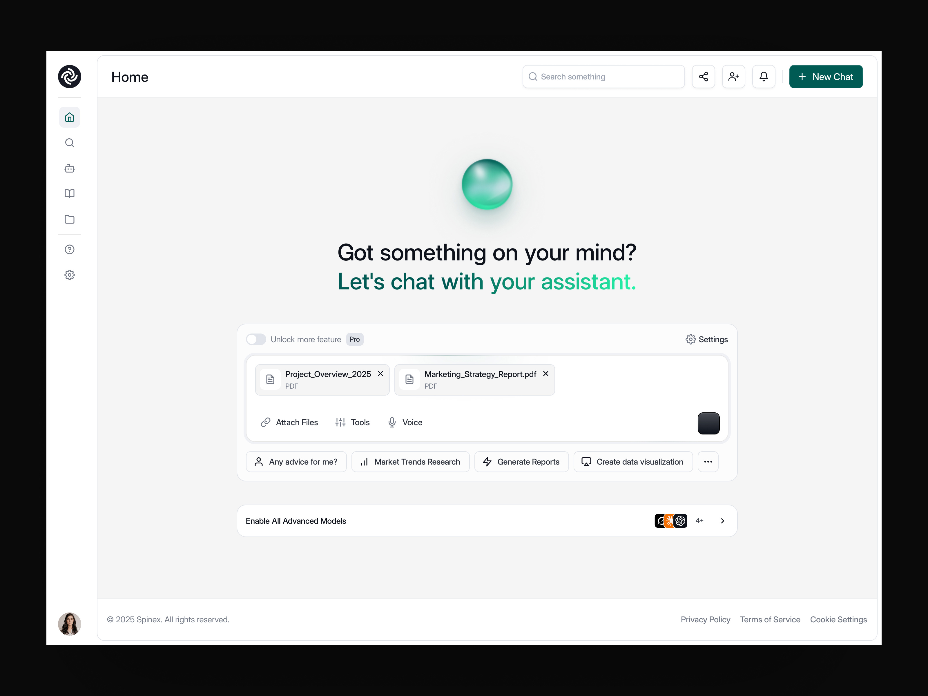 Example of Spinex - AI Dashboard