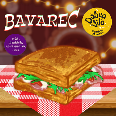 Sandwich Menu Illustration for Dobra Vila branding design fast food food illustration illustrator logo photoshop