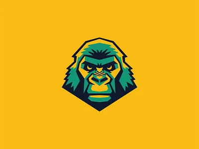 Angry Gorilla Logo angry animal ape branding design fitness geometric gorilla identity illustration logo mark mascot nature power sports strong symbol vector yellow