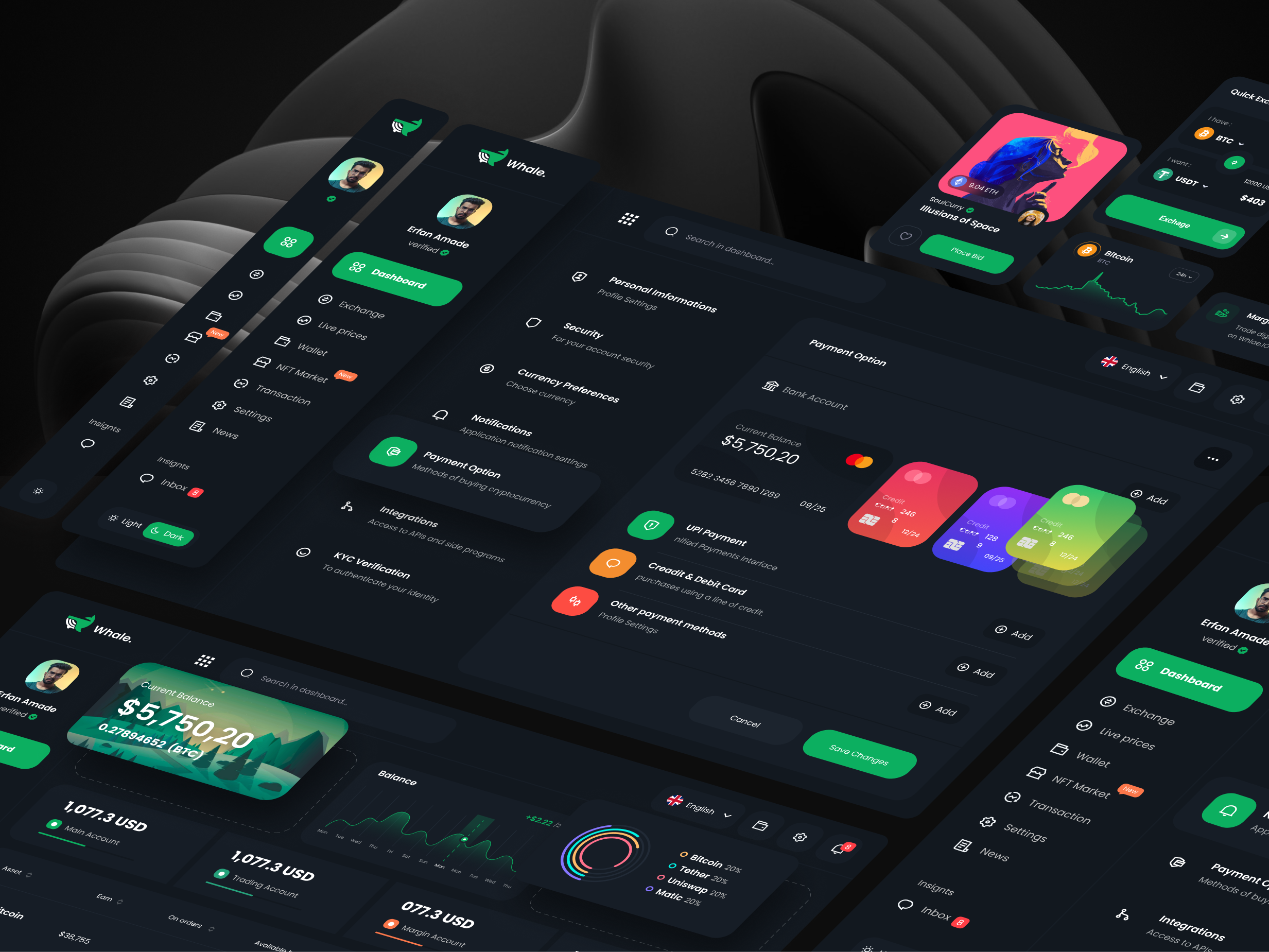 Crypto Dashboard UI Kit bitcoin blockchain crypto crypto exchange crypto wallet crypto whale cryptocurrency erfan amade finance minimal ui ui kit ux website
