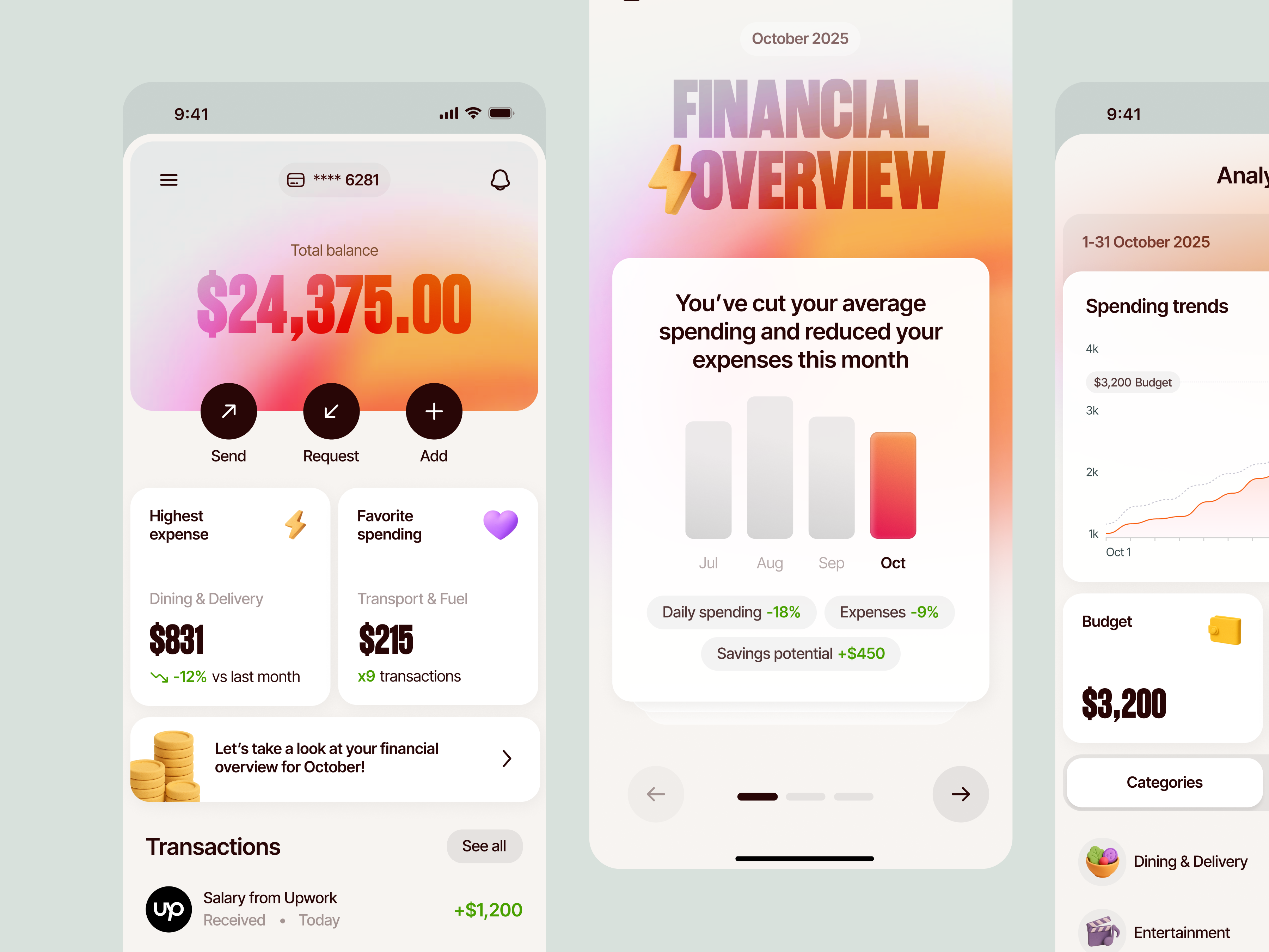 Example of Mobile Banking App Dashboard Concept