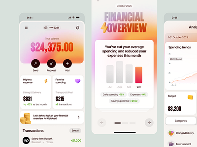 Mobile Banking App Dashboard Concept app banking app branding dashboard data viz design financial overview gradient ios app mobile product design ui