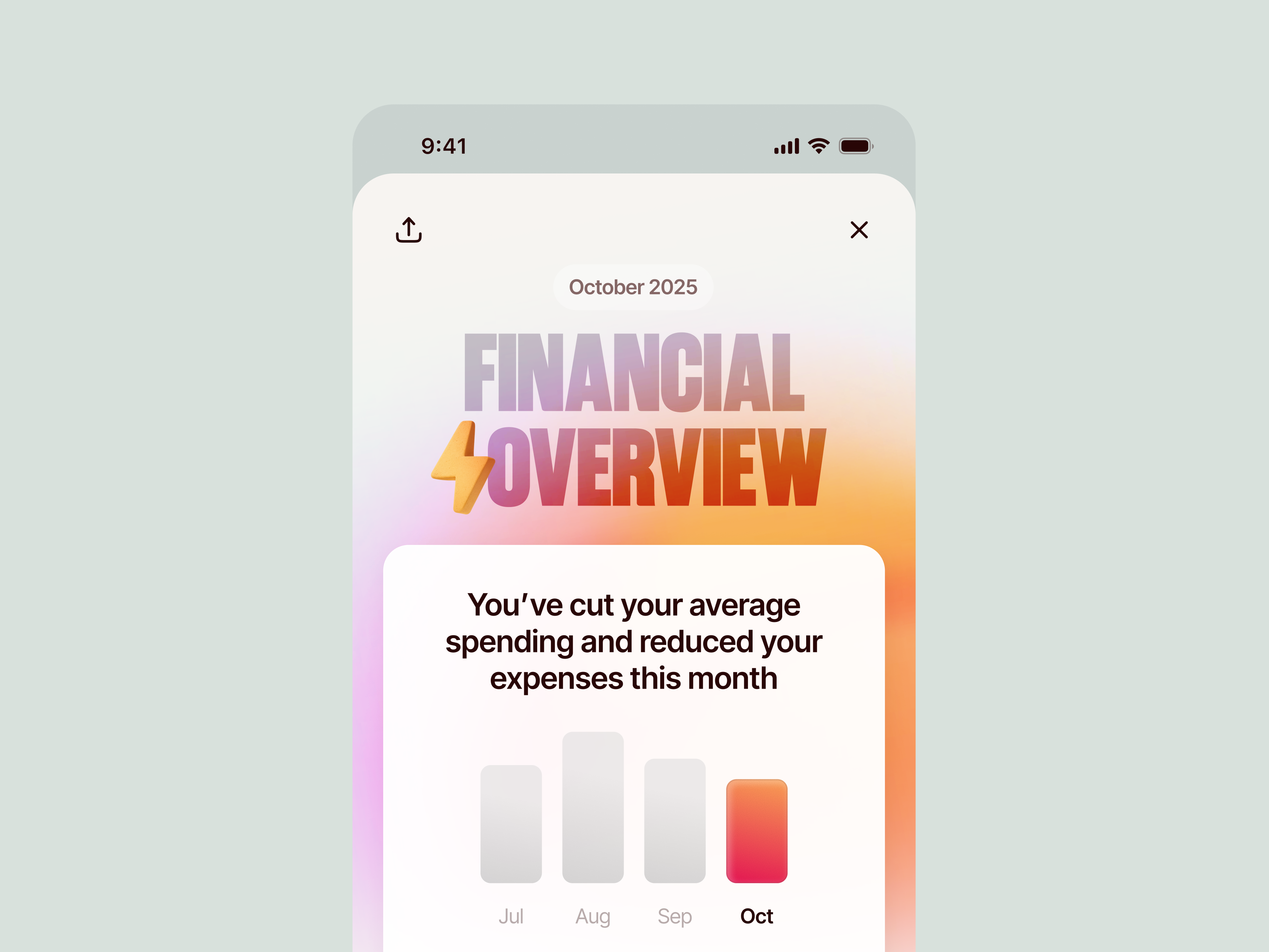 Example of Financial Overview Screen for a Mobile Banking App