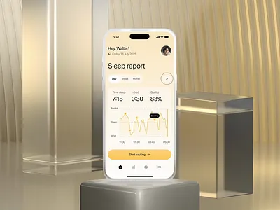 Sleep Tracker App animation app clean healthcare app interaction medicine minimal mobile mobile app modern monitoring app sleep sleep tracker app tracker ui ux wellness