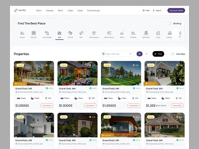 Landify – Real Estate Web Platform clean ui figma figma designer property designer real e state designer ui designer uiux ux design web designer website designer