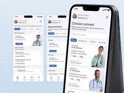 🩺 Clinician connect – Mobile app UX/UI app doctor figma healthcare mobile patient patients ui ux