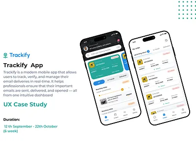 Email Tracking & Delivery App (Trackify) app complete flow app design case study clean ui figma design figma designer mobile app design modern ui uiux design user interface design ux case study ux design