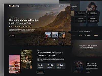 Snaplens - Photography & Portfolio Landing Page creative cv creative portfolio cv elementor landing page personal portfolio photography photography website portfolio showcase template ui design uiux website wordpress