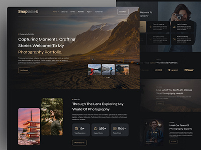 Snaplens - Photography & Portfolio Landing Page creative cv creative portfolio cv elementor landing page personal portfolio photography photography website portfolio showcase template ui design uiux website wordpress