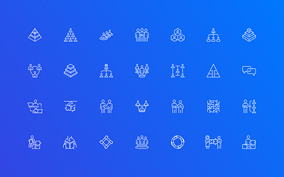 Teamwork & Organization Line Icons business collaboration corporate icon leadership line linear organization outline partnership teamwork