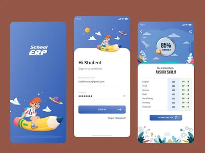 School ERP – Smart Student Portal App app design colorful ui dashboard ui edtech education app erp system grade report ios app learning app login screen mobile ui modern design progress tracker school app school management student dashboard student portal ui ui design ux design