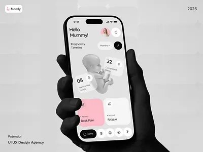 Momly Mobile App | AI-Powered Pregnancy Support | Potential 3d app branding design mobile mobile app ui