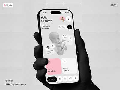 Momly Mobile App | AI-Powered Pregnancy Support | Potential 3d app branding design mobile mobile app ui