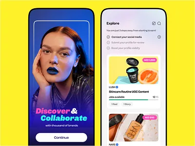 Creator Collaborations App brandcollaboration campaigns collabplatform connecting creators creativecollab creatorplatform genzdesign influencermarketing influencerplatform marketplace productdesign startupdesign visualdesign