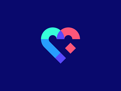 Abstract Heart abstract ai colorful creative crypto heart logo love modern professional software tech