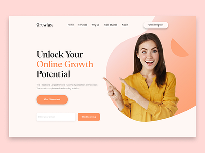 Online Growth Header Design dribbble figma landing page mobile app online growth header ui ui design idea ui header ui ux ui ux design webdesign